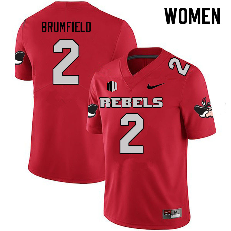 Women #2 Doug Brumfield UNLV Rebels College Football Jerseys Sale-Scarlet